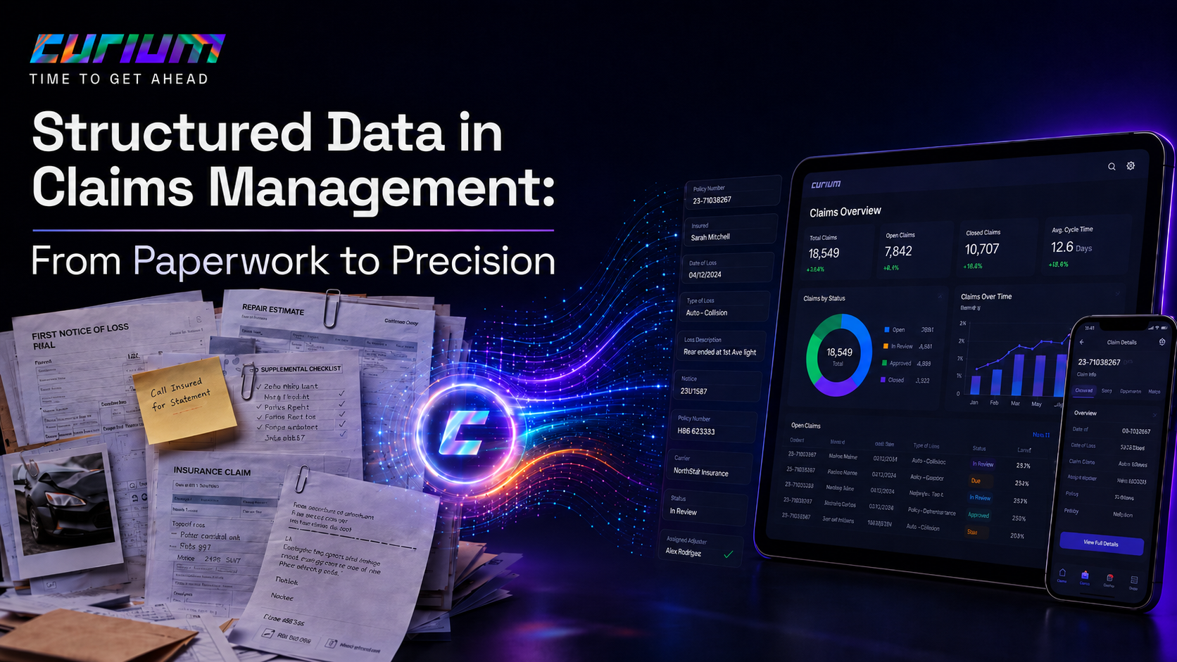 Structured data in claims management transforming insurance paperwork into digital claims analytics for faster, more accurate claim processing.
