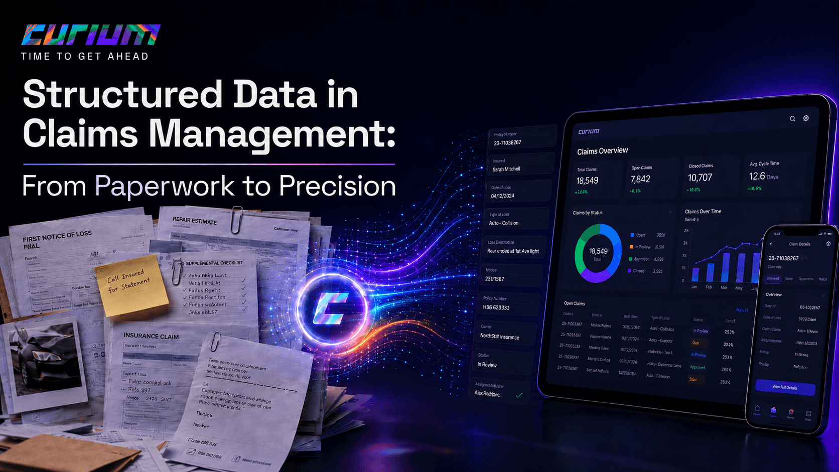 Structured data in claims management transforming insurance paperwork into digital claims analytics for faster, more accurate claim processing.