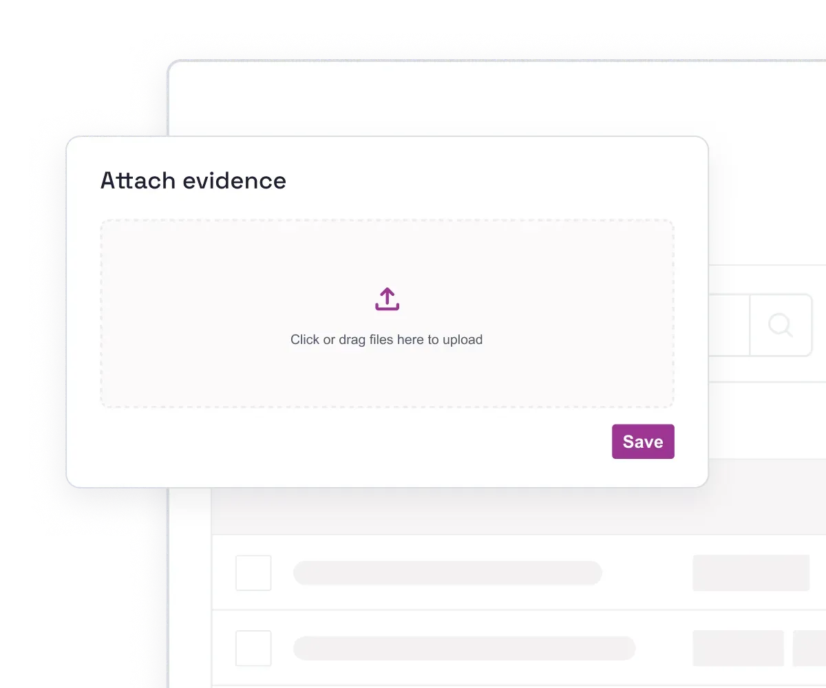 Claims form interface showing damage description field and drag-and-drop area for attaching evidence files