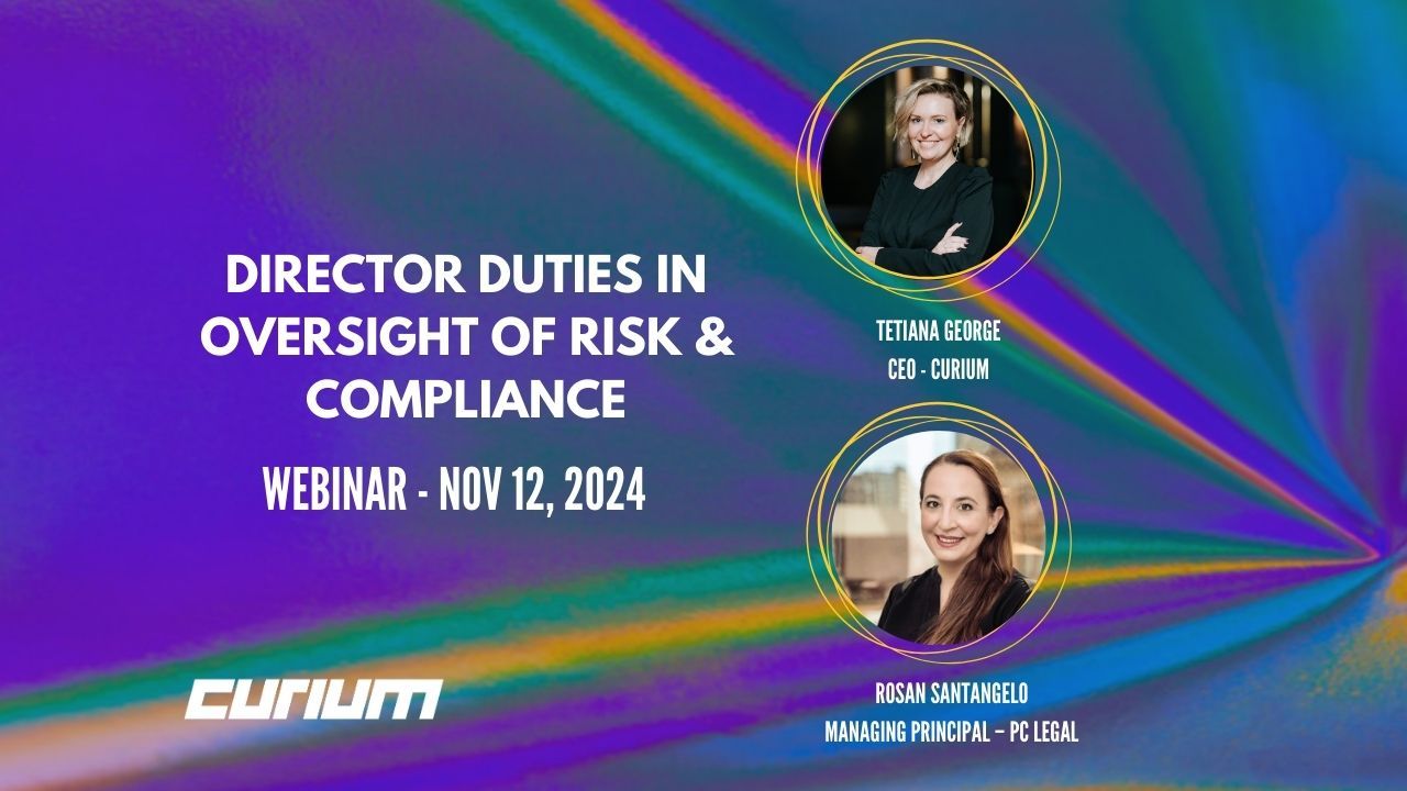 Webinar banner for director duties in risk and compliance oversight