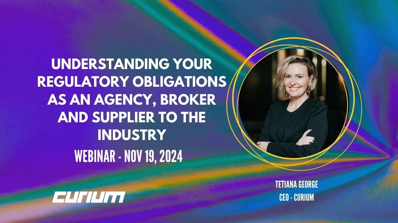 Webinar banner for understanding regulatory obligations for agencies and brokers