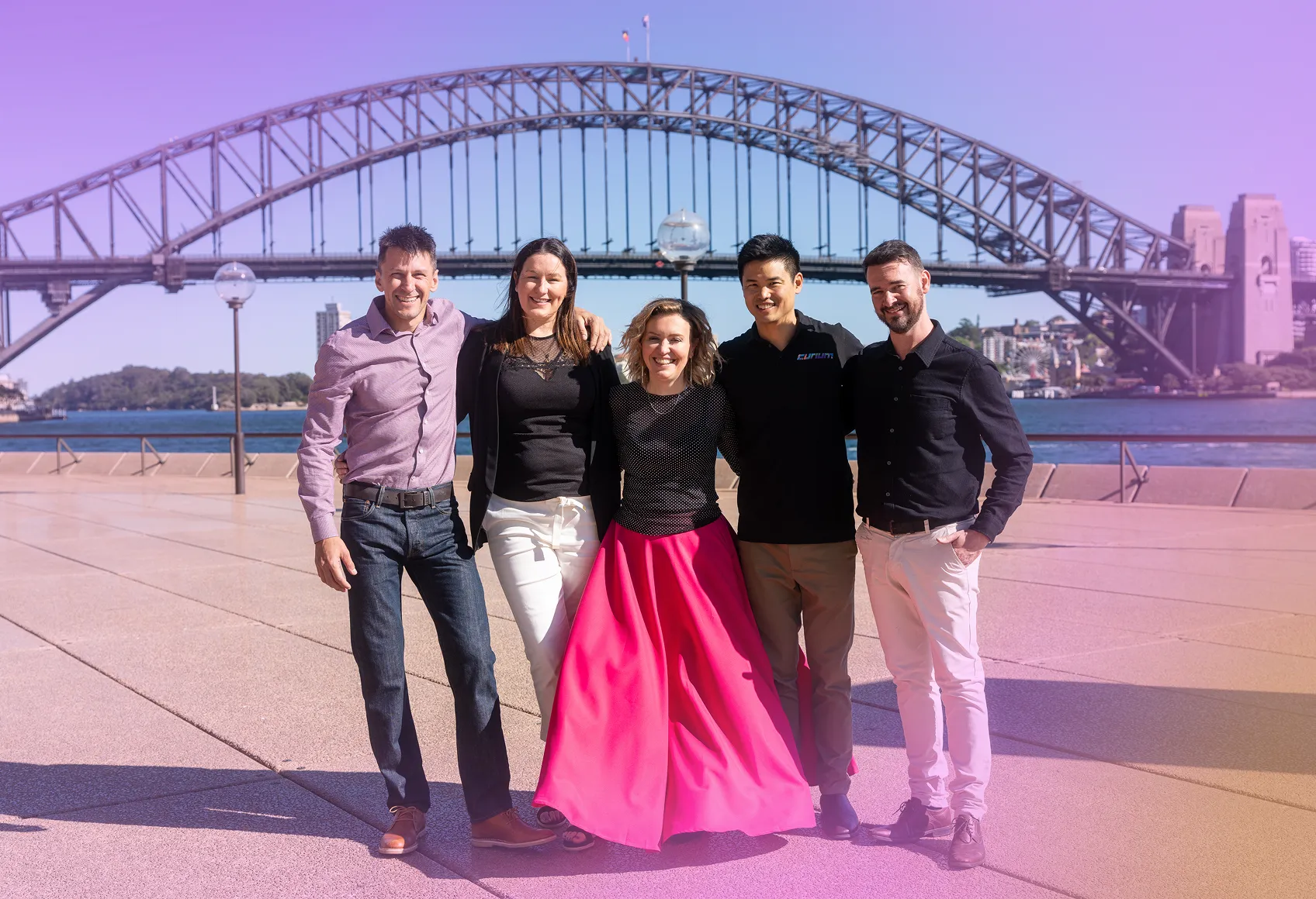 Curium leadership team with Sydney Harbour Bridge in the background